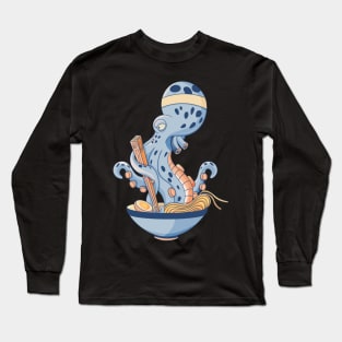 Octopus eating ramen Long Sleeve T-Shirt